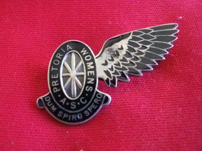 PRETORIA WOMENS AUXILIARY SERVICES CONTINGENT ? SEE BELOW - STERLING SILVER + ENAMEL LAPEL PIN (118)