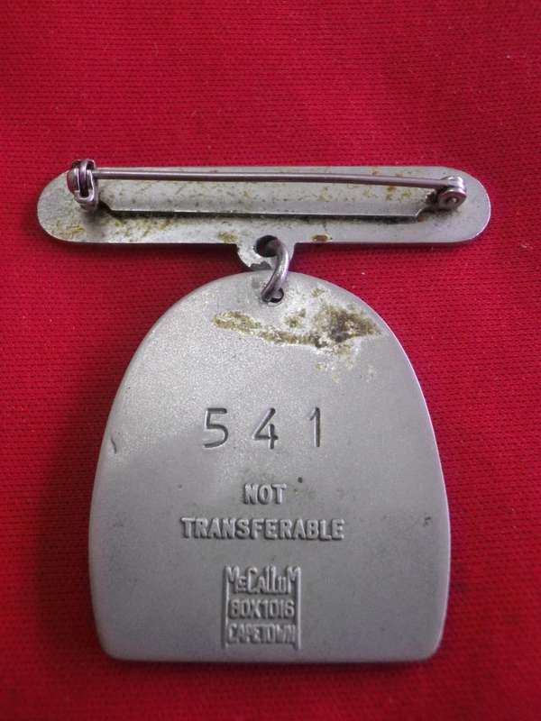 TURF CLUB BADGES - PIETERMARITZBURG TURF CLUB (SA)  - C.D.WELLS  - No.541      (16)