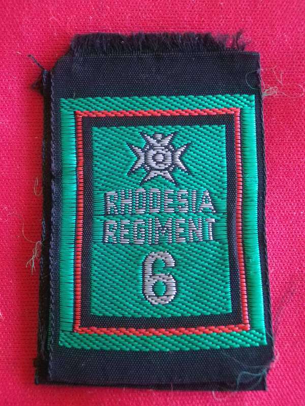 RHODESIA REGIMENT - 6 BN (BULAWAYO) SILK EMBROIDERED BADGE FOR COMBAT CAP -UNCOMMON (8821)
