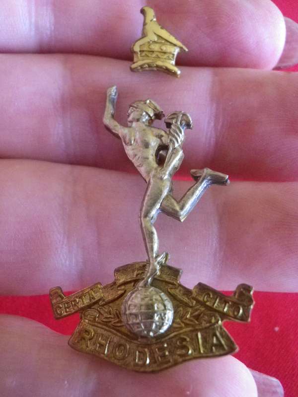 RHODESIAN SIGNALS BIMETAL BERET BADGE + ZIM BIRD      (8817)
