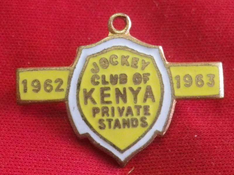 TURF CLUB BADGE - 1962-63 KENYA JOCKEY CLUB - PRIVATE STAND BADGE No.269                        (20)