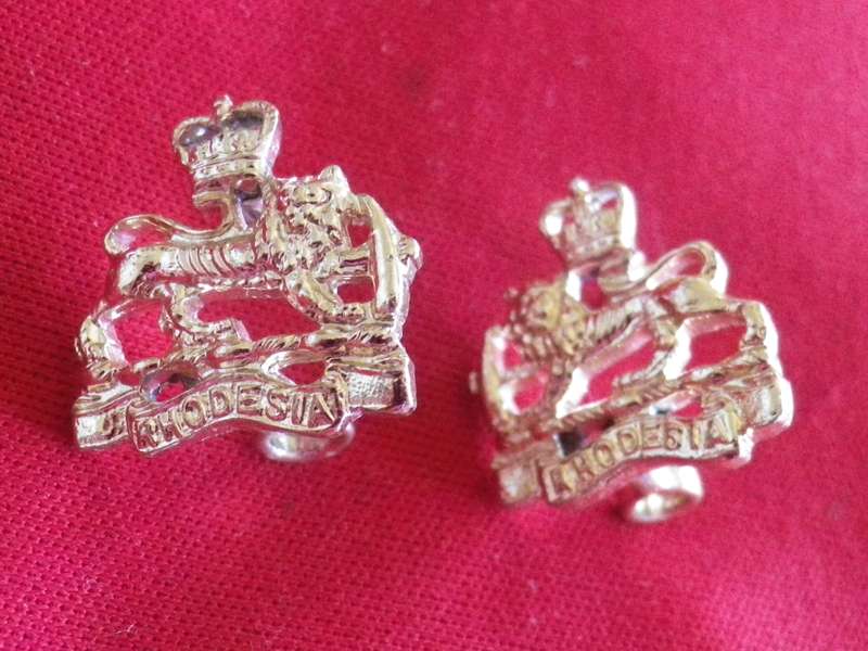 RHODESIAN STAFF CORPS. FACING PAIR ANODISED MESS DRESS COLLARS - PRE 1970   (8818)