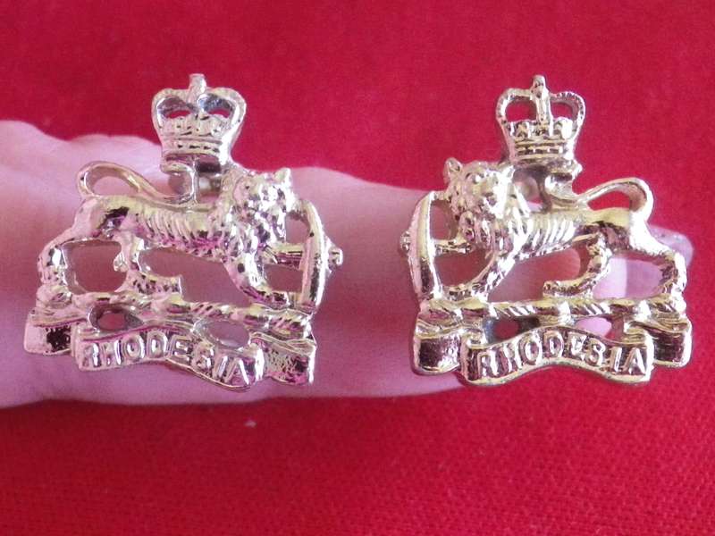 RHODESIAN STAFF CORPS. FACING PAIR ANODISED MESS DRESS COLLARS - PRE 1970   (8818)