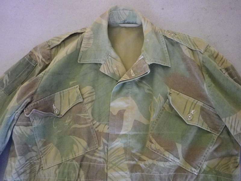 RHODESIAN ARMY / AIR FORCE CAMO JACKET 1ST PATTERN - SIZE 5 - SIZES BELOW - INSCRIBED, SCARCE(214)