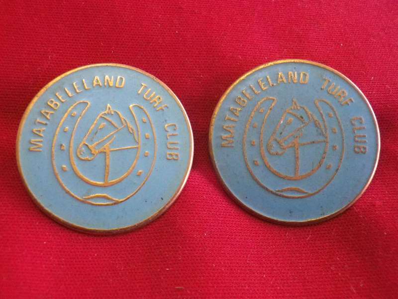 TURF CLUB BADGES - MATABELELAND TURF CLUB BADGES   BOTH NUMBERED 38                      (23)