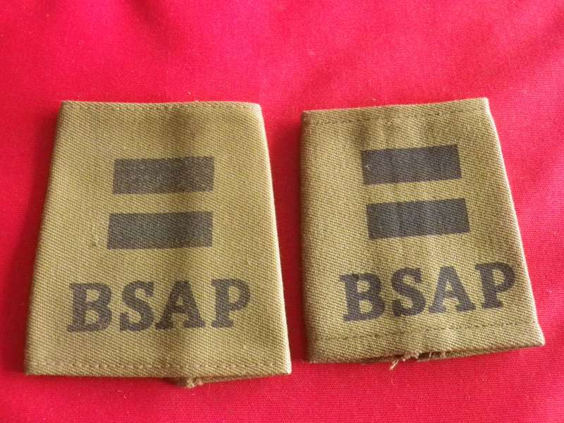 RHODESIA BSAP - PAIR PATROL OFFICERS SLIP ONS - 2 BARS IS +3 YEARS SERVICE                  (8976)