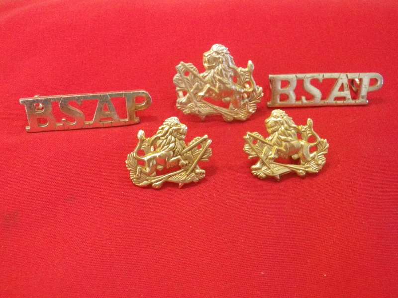 RHODESIA BSAP - SET ANODISED CAP + FACING PAIR COLLARS + TITLES     (8980)