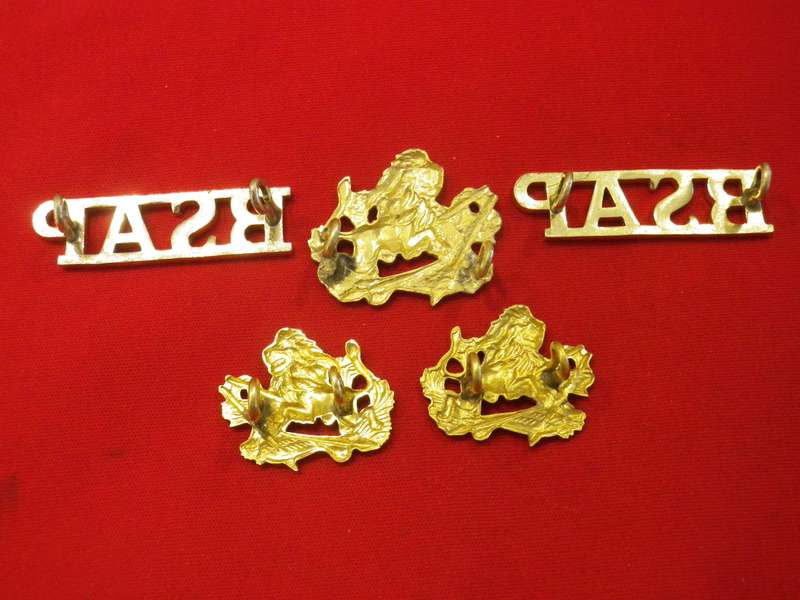 RHODESIA BSAP - SET ANODISED CAP + FACING PAIR COLLARS + TITLES     (8980)
