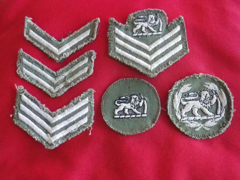 RHODESIAN ARMY SET OF 6 X NCO COMBAT DRESS RANKS  -    L/CORP - WO2                 (8676)