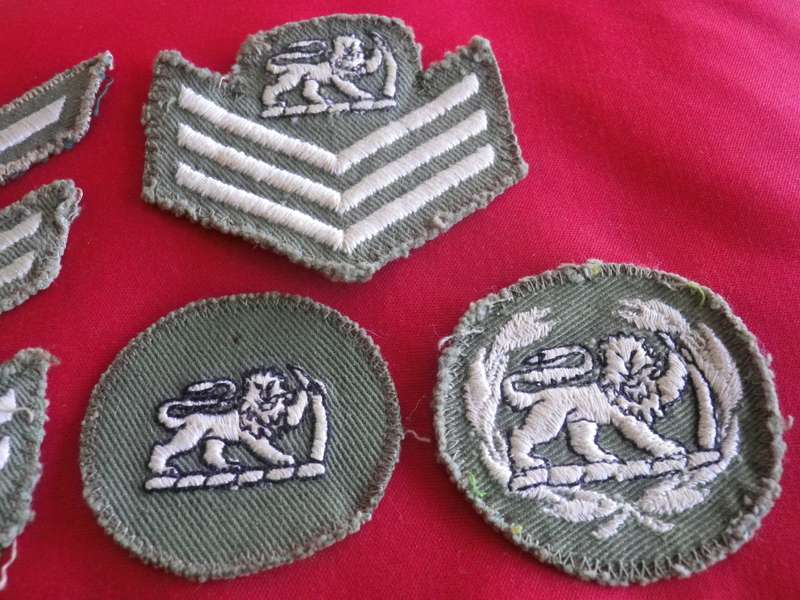 RHODESIAN ARMY SET OF 6 X NCO COMBAT DRESS RANKS  -    L/CORP - WO2                 (8676)