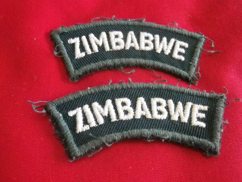 ZIMBABWE ARMY PAIR "GREENS" SHOULDER TITLE - EARLY POST RHODESIA        (198)