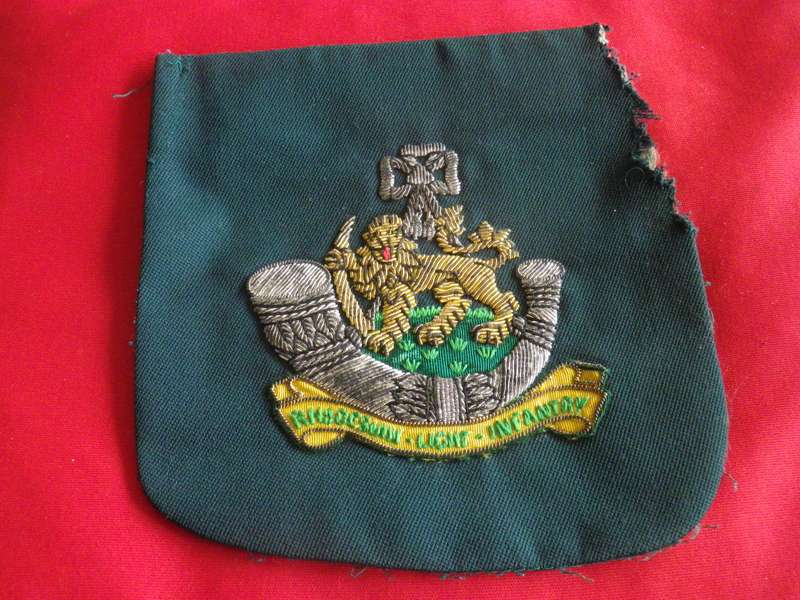 RHODESIAN LIGHT INFANTRY - BULLION BLAZER BADGE          (8699)