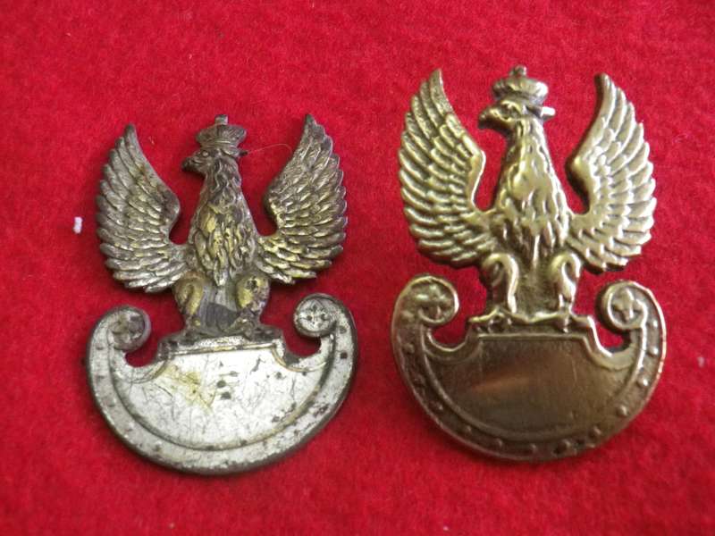 POLISH ARMY WW2  - 2 X BADGES - HEIGHTS  - 50.5mm (SCREW)  and 54mm (SCREW CUT OFF)       (172)