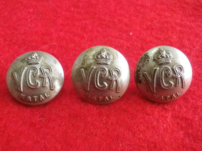 BRITISH ARMY / SA - BOER WAR 3 X VOLUNTEER COMPOSITE REGT. - NATAL  BUTTONS  - OD 19mm  (166)