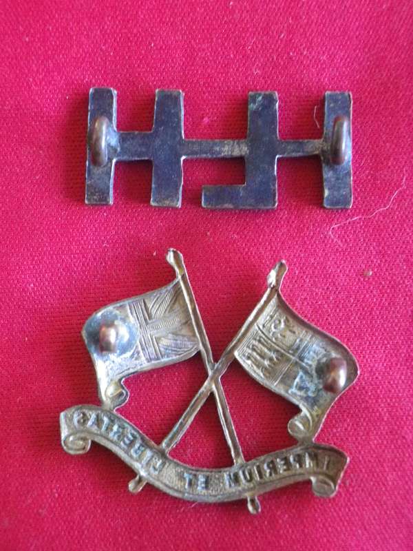 SAUDF / SADF - IMPERIAL LIGHT HORSE BRASS CAP BADGE + BLACKENED SHOULDER TITLE 1913-1965 (4230)