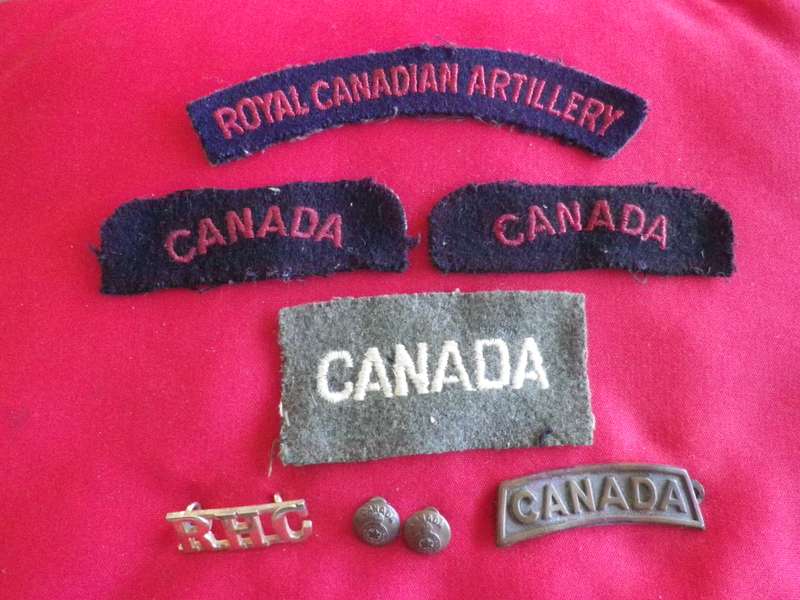 CANADA ARMY - LOT OF CLOTH + METAL SHOULDER TITLES        (8989)