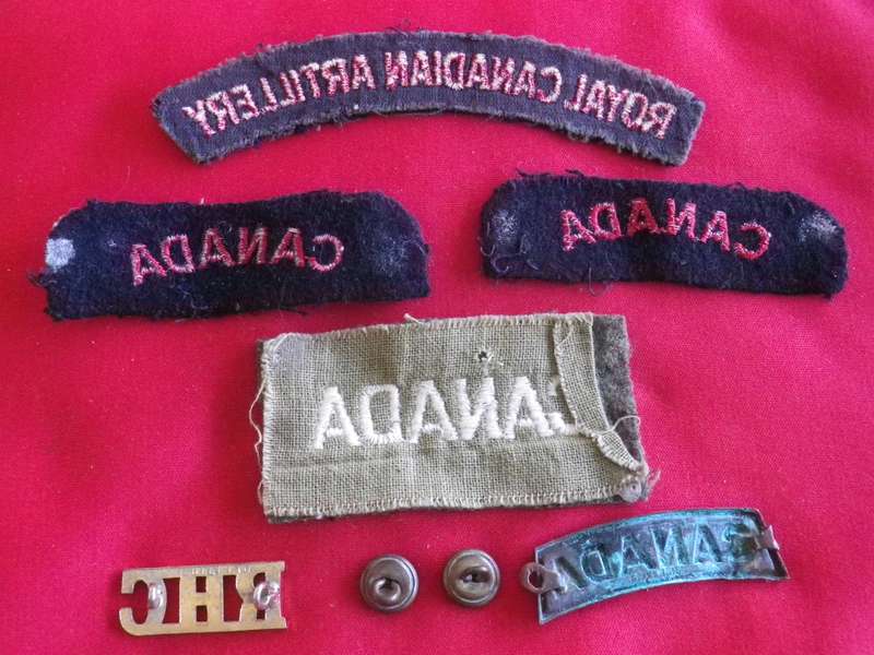 CANADA ARMY - LOT OF CLOTH + METAL SHOULDER TITLES        (8989)