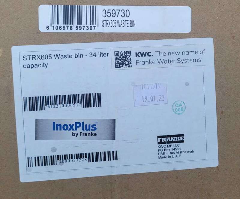 UNUSED/UNBOXED FRANKE 34-Litre High Quality Stainless Steel  Waste Bin (XTRX605)