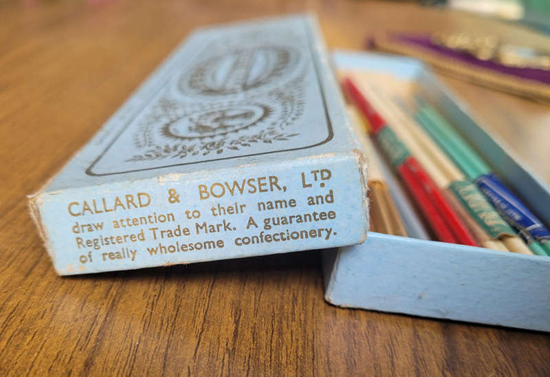 Vintage Callard Bowser`s Dessert Nougat Box With Various Knitting Needles (As Pictured )