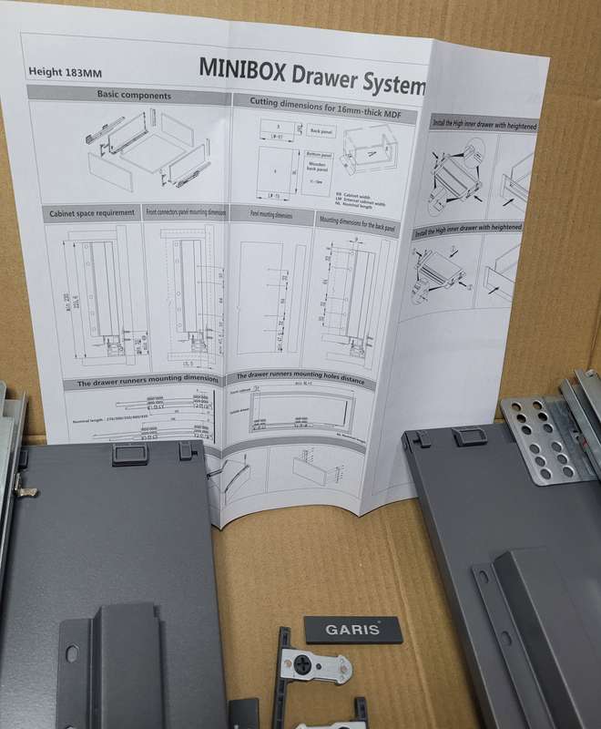 GARIS High Quality Soft-Close Cabinet Drawer Slides. Complete Set. (60.5 x 32.5 x 24.5)cm