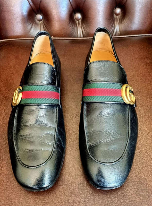 ORIGINAL High End GUCCI Men`s Genuine Leather Loafers (UK Import)