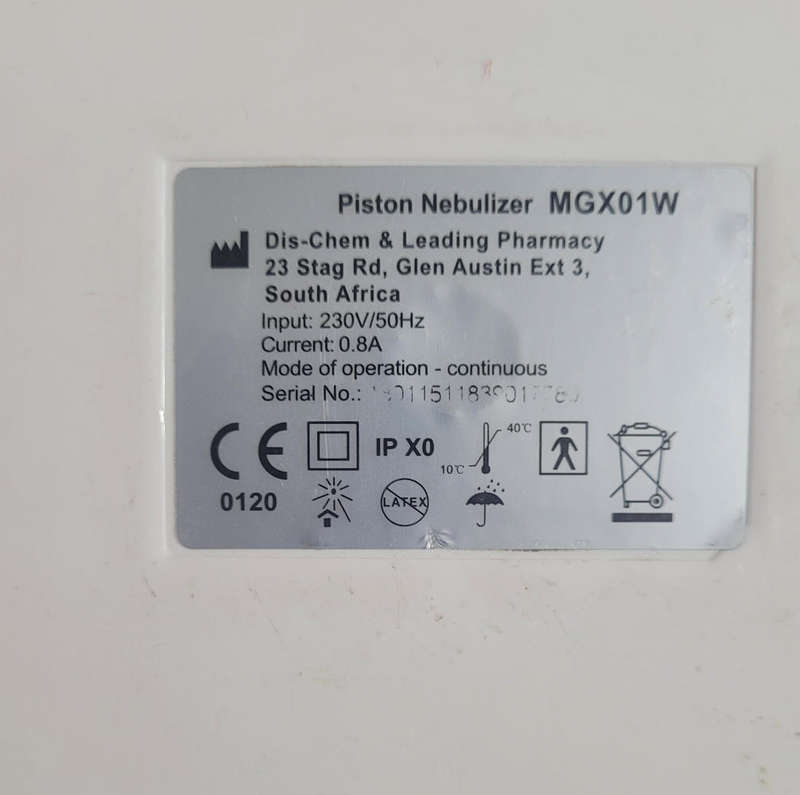 PISTON Nebuliser MGX01W (As Pictured)