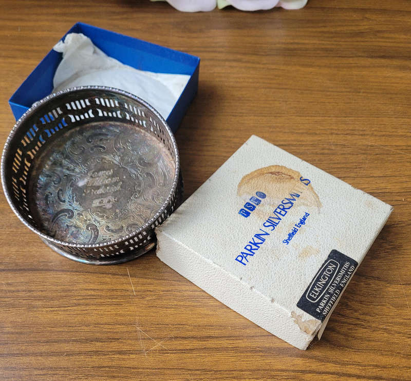 ELKINGTON PARKIN Sheffield-England Silver-Plated Bottle Coaster (As Pictured)