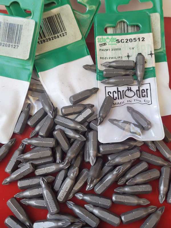 Unwrapped 25mm Pozidriv Philips 1/4" Screwdriver Bits - Bid per piece - Minimum 10x