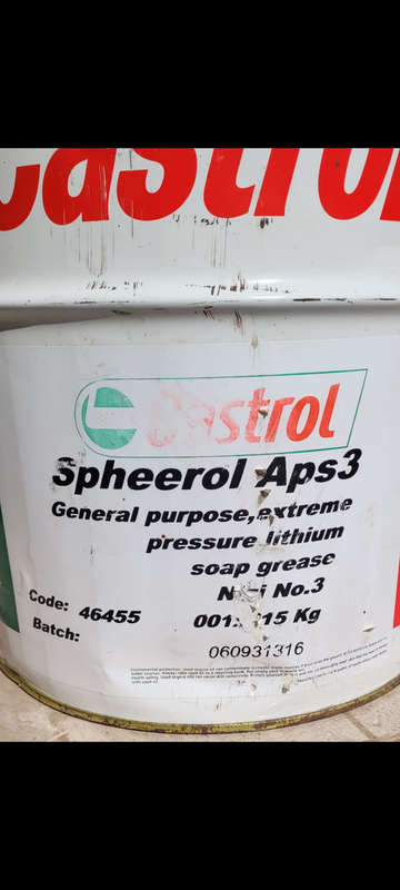 15Kg Castrol SPHEEROL APS-3 General Purpose Extreme High Pressure Lithium Soap Grease (Bid Per Drum)