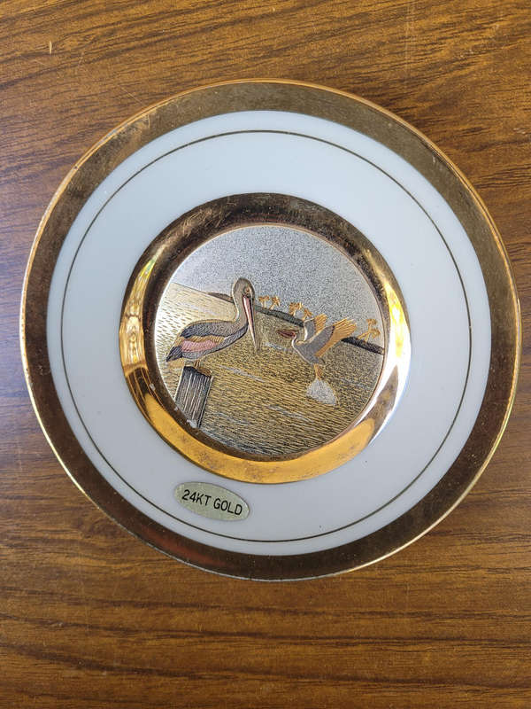 24K Gold & Silver-Gilded  8-Piece Bird-Themed Porcelain Set. (9Cm) Bid Per Set