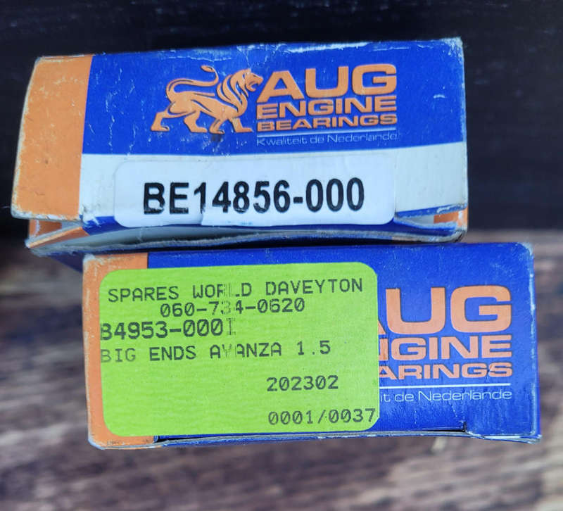AUG EXPORT QUALITY ENGINE BEARINGS - MIXED SIZES. (Bid Per 100x Packs)