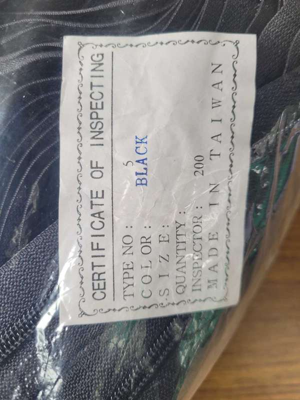 5m Cut-To Size Multiple-Purpose Plastic Zip. (Bid per 5m Strip). For Tents, Suit Cases, Sofas