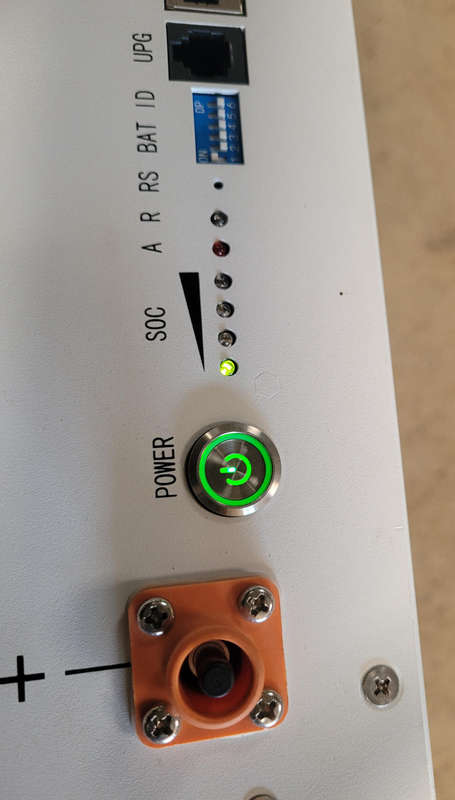 GROWCOL 5.1kWh Lithium Battery Module. Powering On. Low Battery Level