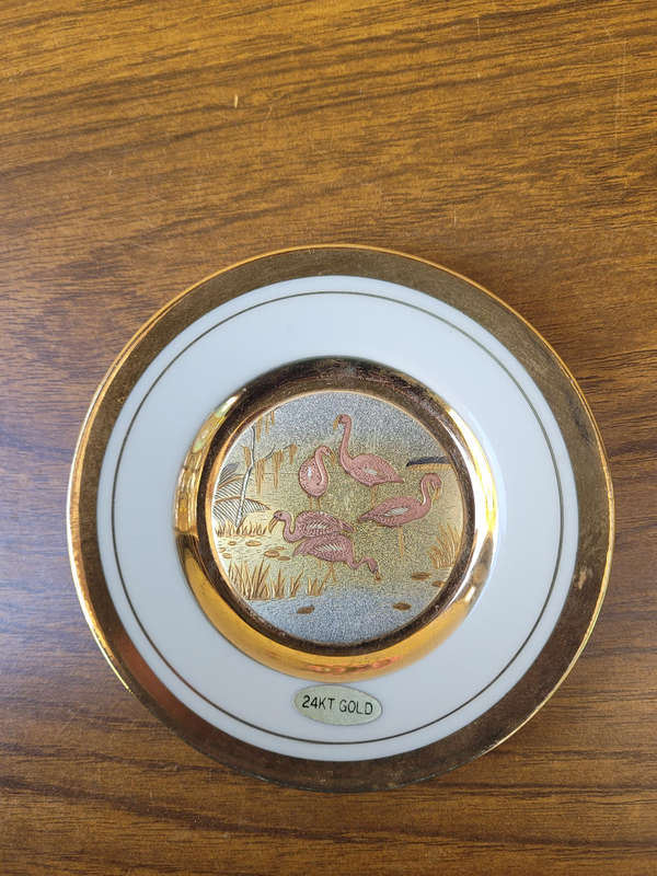 24K Gold & Silver-Gilded  8-Piece Bird-Themed Porcelain Set. (9Cm) Bid Per Set