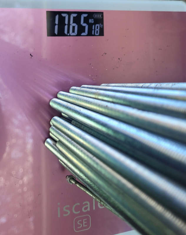 17.65Kg Threaded Rods (+-) 45x Various Sizes. (Bid Per Lot)