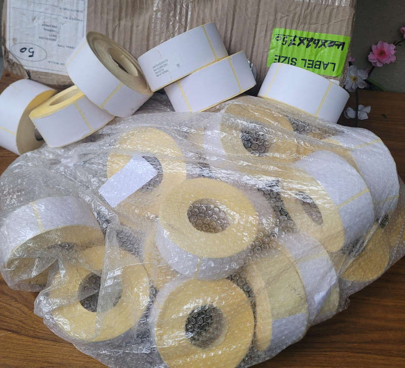 Thermal Printer Label Stickers Job-Lot (40x62x750)mm.  Bid Per Lot