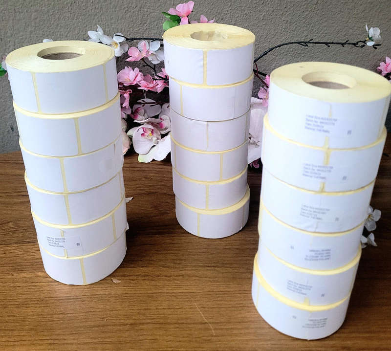 Thermal Printer Label Stickers Job-Lot (40x62x750)mm.  Bid Per Lot