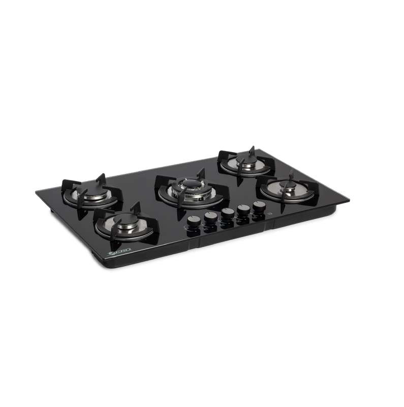 Zero 5 Burner Top Gas Hob With Battery Ignition and Gas Kit