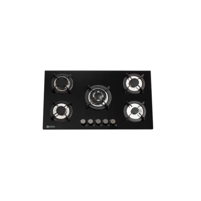 Zero 5 Burner Top Gas Hob With Battery Ignition and Gas Kit