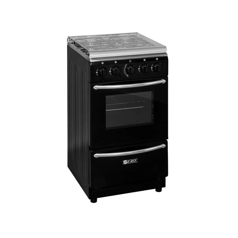 Zero 4 Burner Gas Stove With Gas Oven & FFD On All Functions  Black