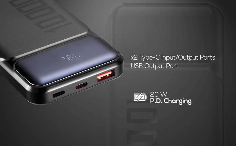 Volkano Roma 10,000mAh USB-C Power Bank-Portable Fast Charging, Dual Ports - OPEN BOX