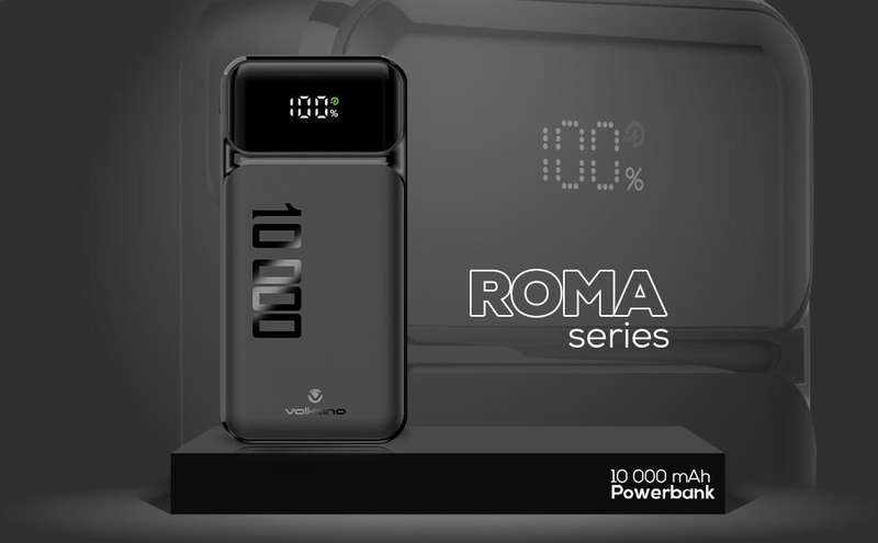 Volkano Roma 10,000mAh USB-C Power Bank-Portable Fast Charging, Dual Ports - OPEN BOX