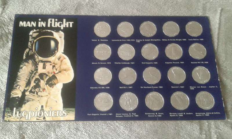 SHELL MAN IN FLIGHT COIN COLLECTION BOARD - COMPLETE