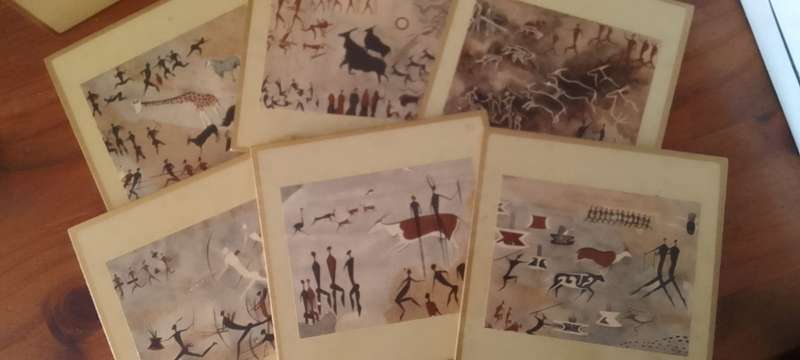 WOODEN COASTERS: VERY UNIQUE SET OF  BUSHMAN ART COASTERS - SET OF 8