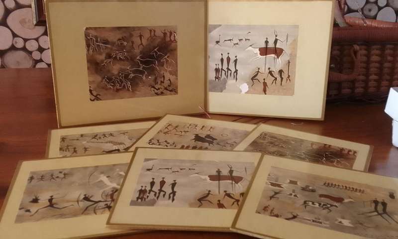 WOODEN COASTERS: VERY UNIQUE SET OF  BUSHMAN ART COASTERS - SET OF 8
