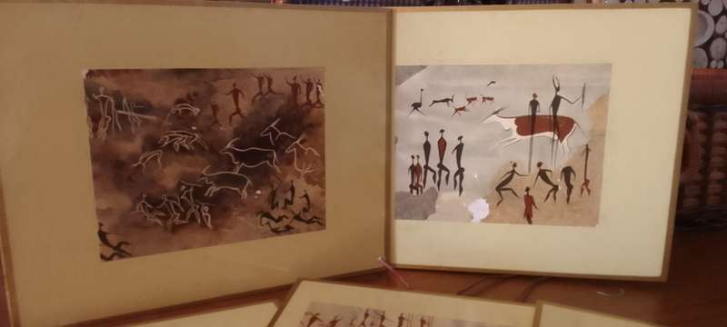 WOODEN COASTERS: VERY UNIQUE SET OF  BUSHMAN ART COASTERS - SET OF 8