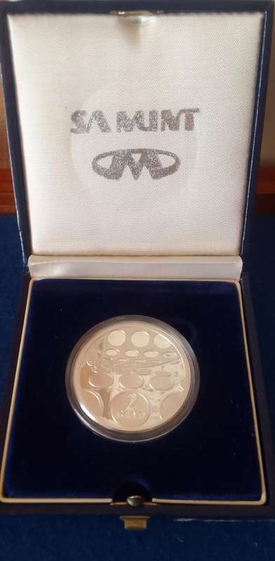 LOW START! SILVER SALE- 1992 SILVER PROTEA MINT TECHNOLOGY R2 PROOF COIN IN SA MINT BOX