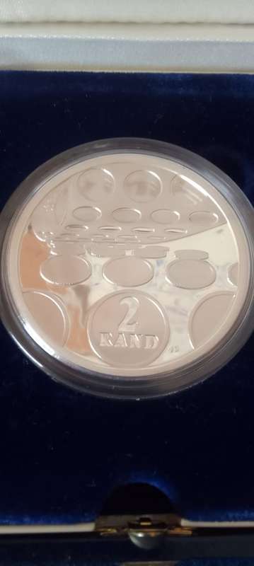 LOW START! SILVER SALE- 1992 SILVER PROTEA MINT TECHNOLOGY R2 PROOF COIN IN SA MINT BOX