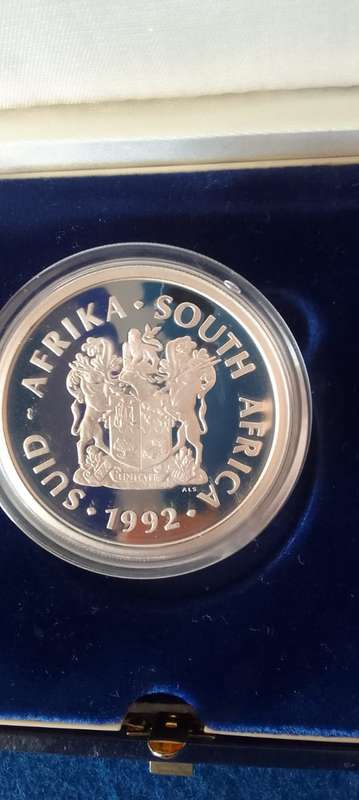 LOW START! SILVER SALE- 1992 SILVER PROTEA MINT TECHNOLOGY R2 PROOF COIN IN SA MINT BOX