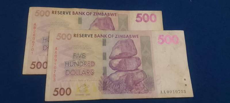 BANK OF ZIMBABWE FIVE HUNDRED DOLLARS -  CIRCULATED CONDITION - 2007 - BID PER NOTE